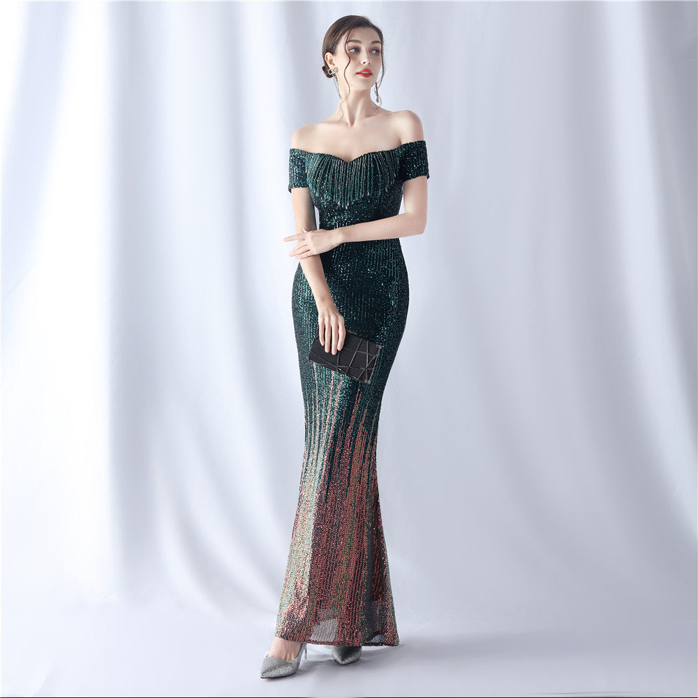 Ione-31610 Gradient Sequin High-End Evening Dress