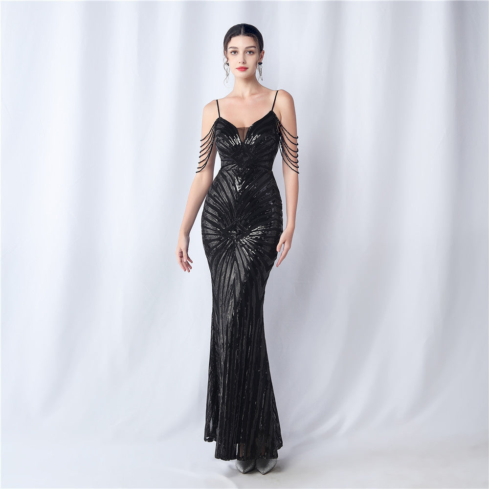 Cyrene-31566-Beaded Halter Formal Dress