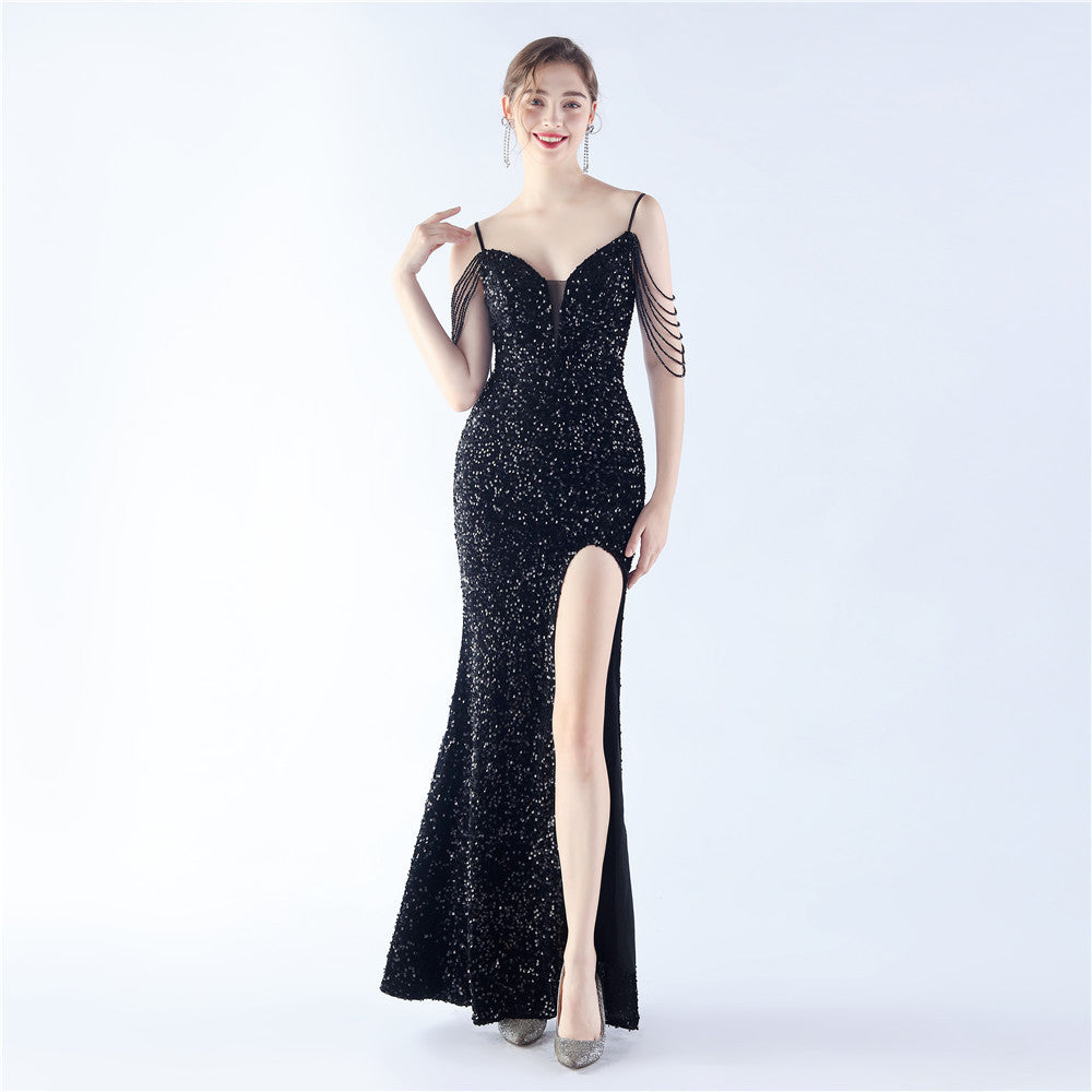 Brigid-31372-Velvet-backed hand-beaded formal dress