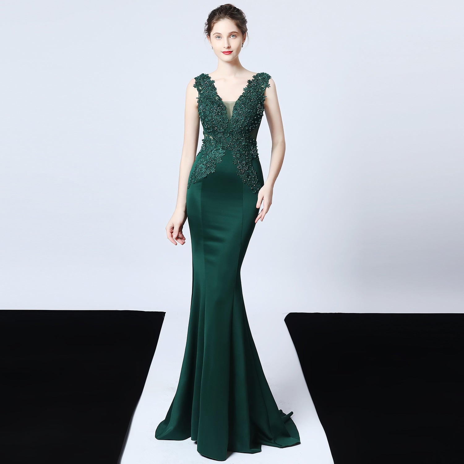 Eirene-16271-Hand Appliquéd Beaded Formal Dress